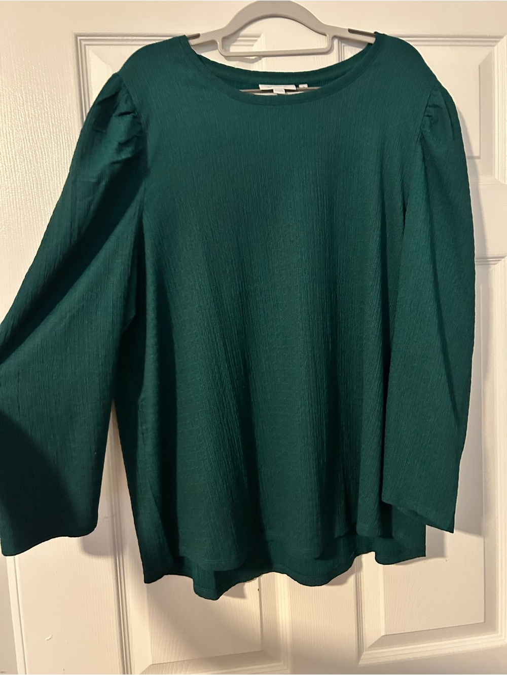 Women’s Teal Long Sleeve Blouse - Stylish Crewneck Top